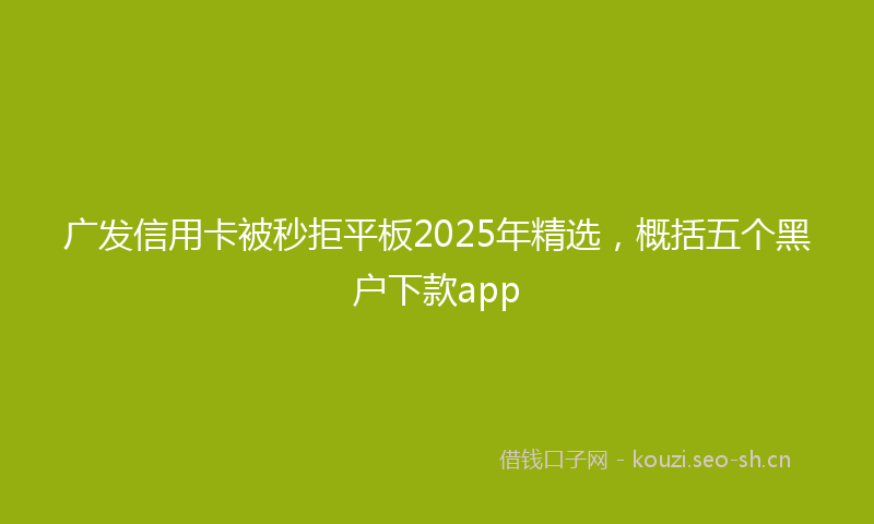广发信用卡被秒拒平板2025年精选，概括五个黑户下款app