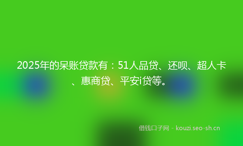 2025年的呆账贷款有:51人品贷、还呗、超人卡、惠商贷、平安i贷等。