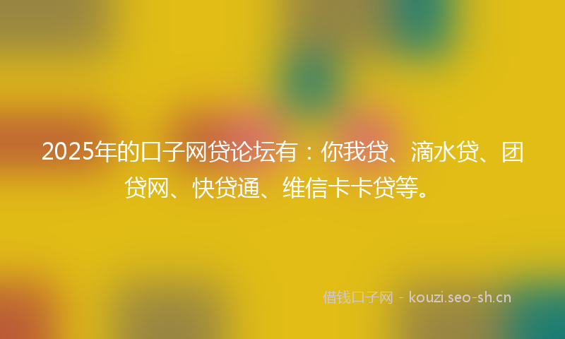 2025年的口子网贷论坛有：你我贷、滴水贷、团贷网、快贷通、维信卡卡贷等。