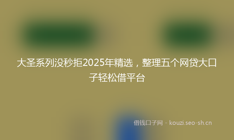 大圣系列没秒拒2025年精选，整理五个网贷大口子轻松借平台