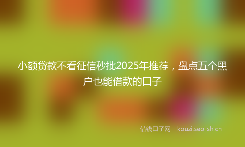 小额贷款不看征信秒批2025年推荐，盘点五个黑户也能借款的口子