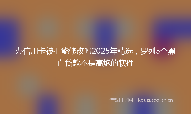 办信用卡被拒能修改吗2025年精选，罗列5个黑白贷款不是高炮的软件