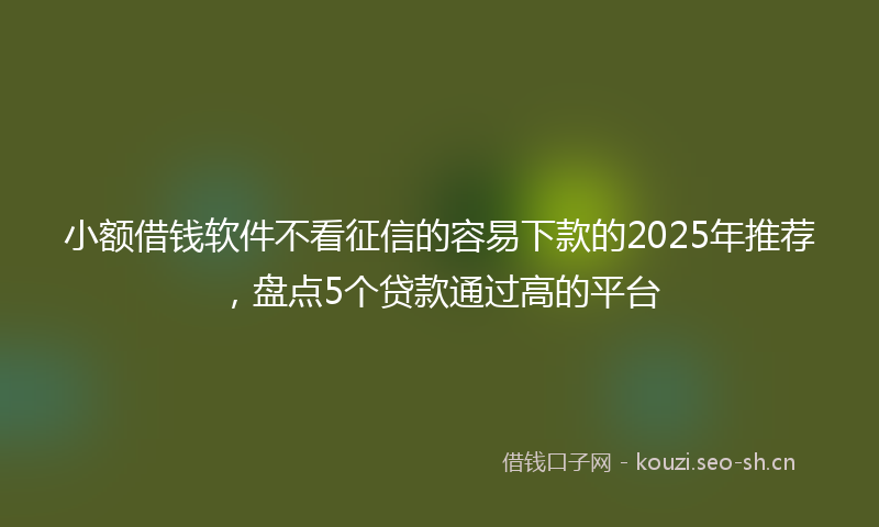 小额借钱软件不看征信的容易下款的2025年推荐，盘点5个贷款通过高的平台