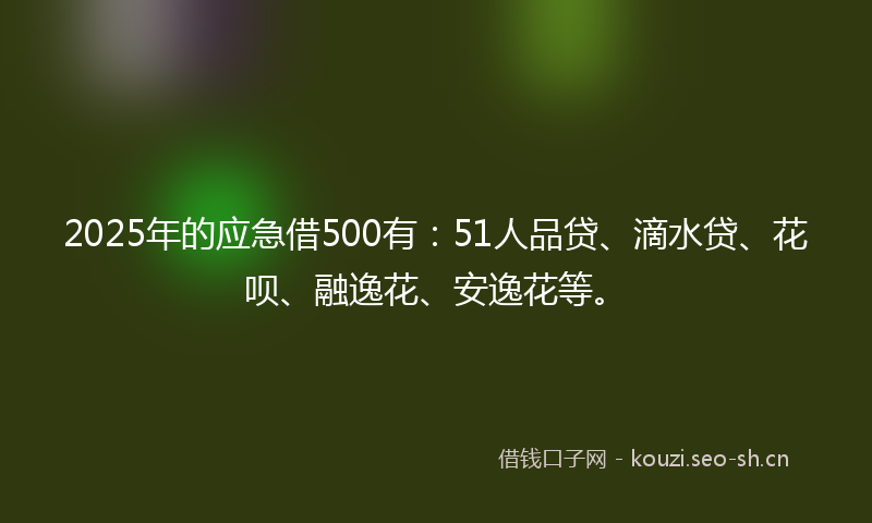2025年的应急借500有:51人品贷、滴水贷、花呗、融逸花、安逸花等。