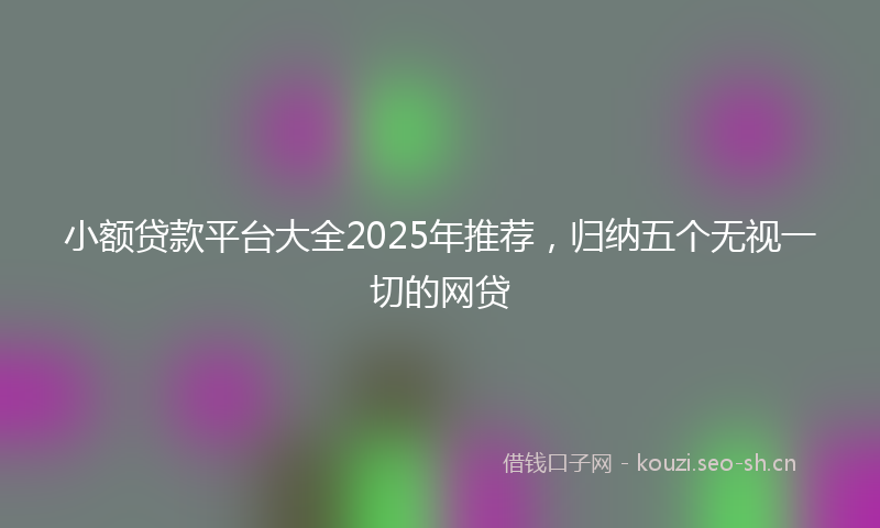 小额贷款平台大全2025年推荐，归纳五个无视一切的网贷