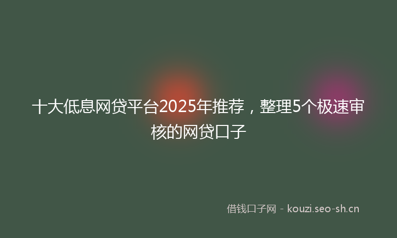 十大低息网贷平台2025年推荐,整理5个极速审核的网贷口子