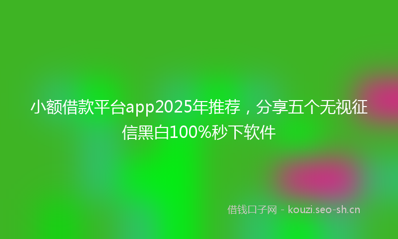 小额借款平台app2025年推荐,分享五个无视征信黑白100%秒下软件