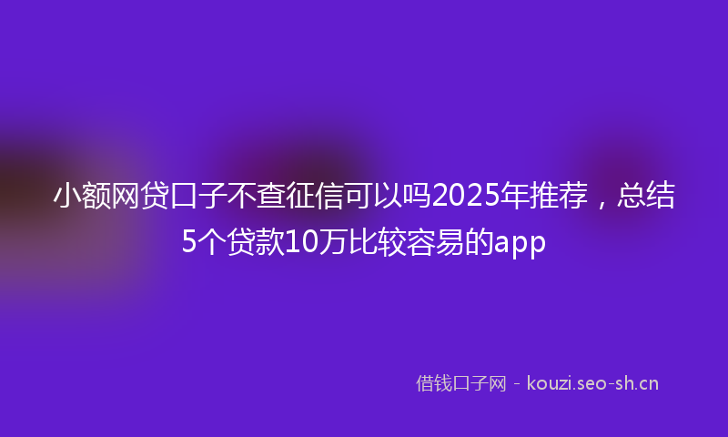 小额网贷口子不查征信可以吗2025年推荐，总结5个贷款10万比较容易的app