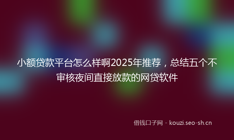 小额贷款平台怎么样啊2025年推荐，总结五个不审核夜间直接放款的网贷软件