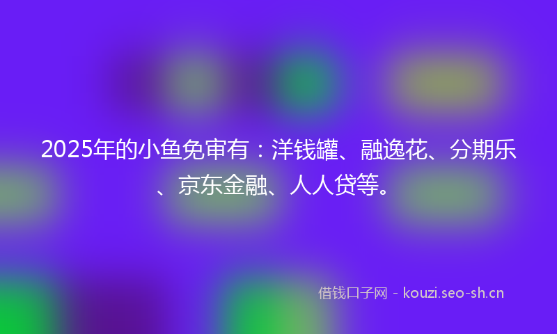 2025年的小鱼免审有：洋钱罐、融逸花、分期乐、京东金融、人人贷等。