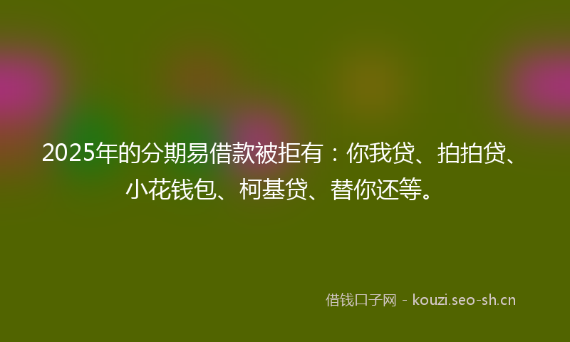 2025年的分期易借款被拒有：你我贷、拍拍贷、小花钱包、柯基贷、替你还等。