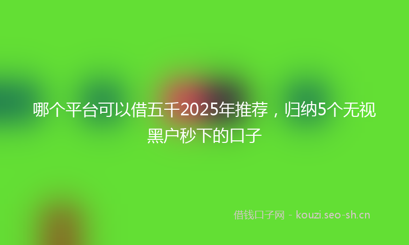哪个平台可以借五千2025年推荐，归纳5个无视黑户秒下的口子