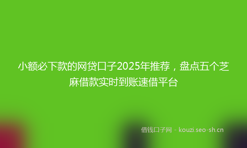 小额必下款的网贷口子2025年推荐，盘点五个芝麻借款实时到账速借平台