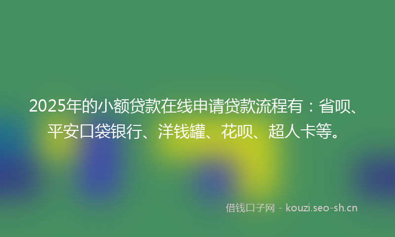 2025年的小额贷款在线申请贷款流程有：省呗、平安口袋银行、洋钱罐、花呗、超人卡等。