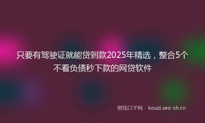 只要有驾驶证就能贷到款2025年精选，整合5个不看负债秒下款的网贷软件