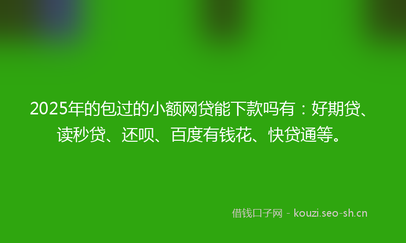 2025年的包过的小额网贷能下款吗有：好期贷、读秒贷、还呗、百度有钱花、快贷通等。