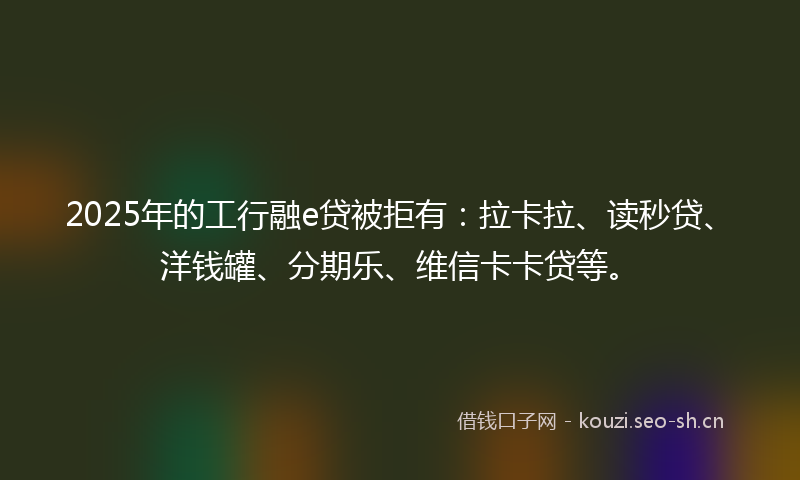 2025年的工行融e贷被拒有：拉卡拉、读秒贷、洋钱罐、分期乐、维信卡卡贷等。