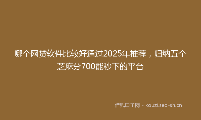 哪个网贷软件比较好通过2025年推荐，归纳五个芝麻分700能秒下的平台