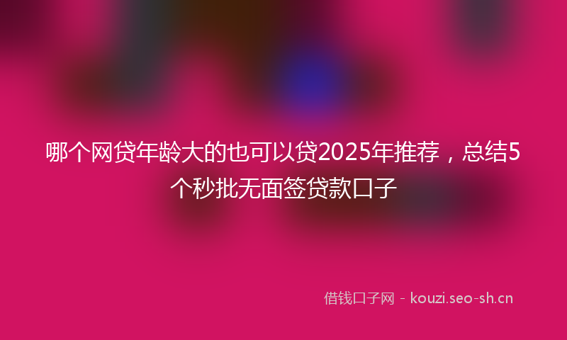 哪个网贷年龄大的也可以贷2025年推荐,总结5个秒批无面签贷款口子