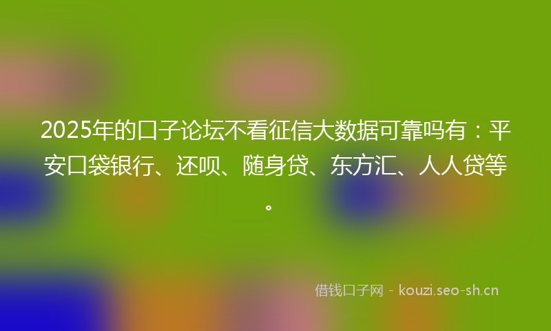 2025年的口子论坛不看征信大数据可靠吗有：平安口袋银行、还呗、随身贷、东方汇、人人贷等。