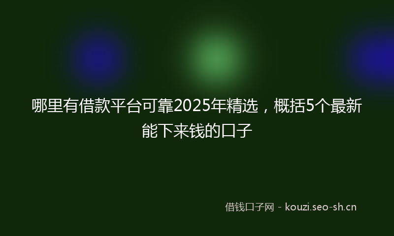 哪里有借款平台可靠2025年精选，概括5个最新能下来钱的口子