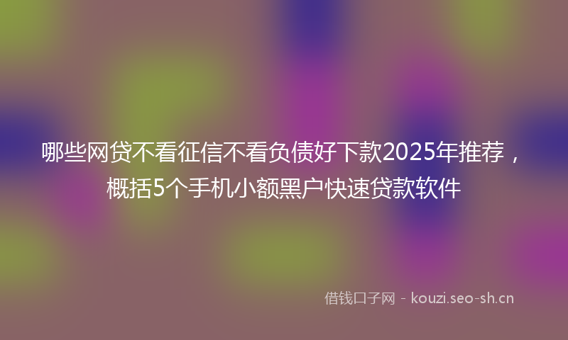 哪些网贷不看征信不看负债好下款2025年推荐，概括5个手机小额黑户快速贷款软件
