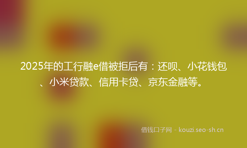 2025年的工行融e借被拒后有：还呗、小花钱包、小米贷款、信用卡贷、京东金融等。
