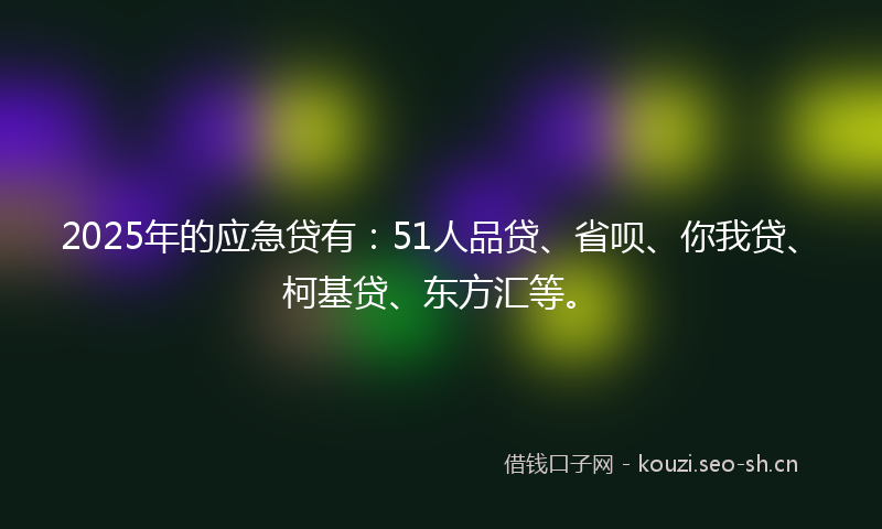 2025年的应急贷有：51人品贷、省呗、你我贷、柯基贷、东方汇等。