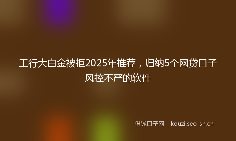 工行大白金被拒2025年推荐，归纳5个网贷口子风控不严的软件