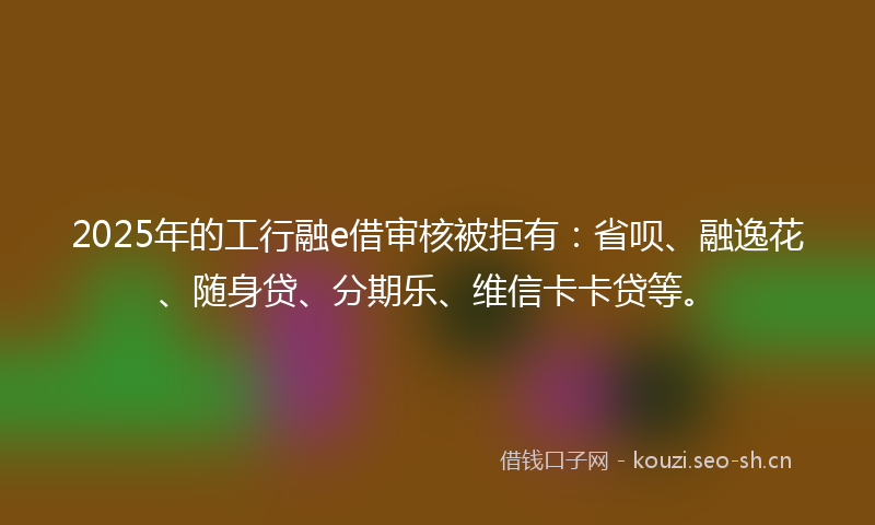 2025年的工行融e借审核被拒有：省呗、融逸花、随身贷、分期乐、维信卡卡贷等。