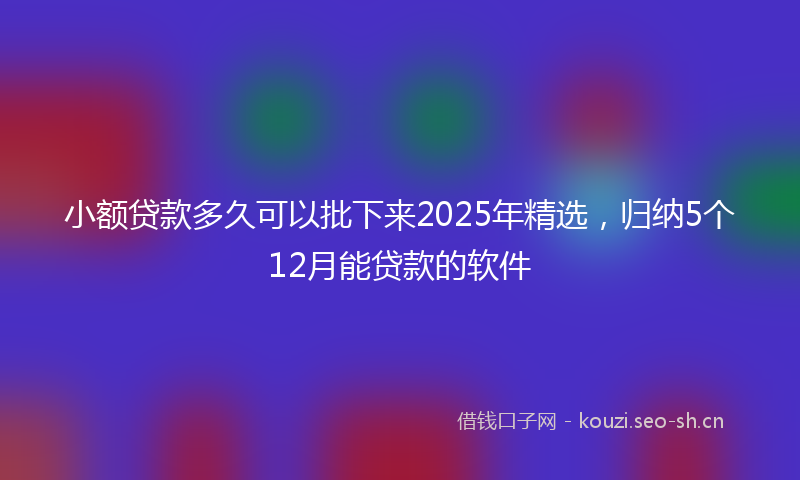 小额贷款多久可以批下来2025年精选，归纳5个12月能贷款的软件