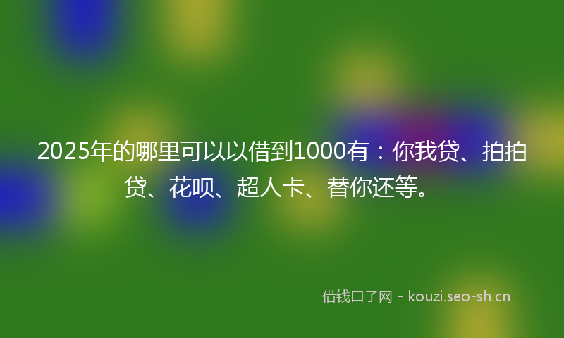 2025年的哪里可以以借到1000有：你我贷、拍拍贷、花呗、超人卡、替你还等。