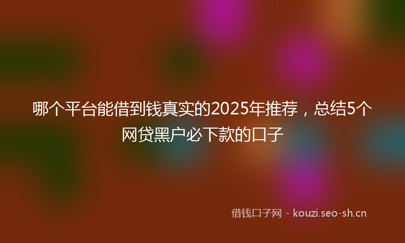 哪个平台能借到钱真实的2025年推荐，总结5个网贷黑户必下款的口子