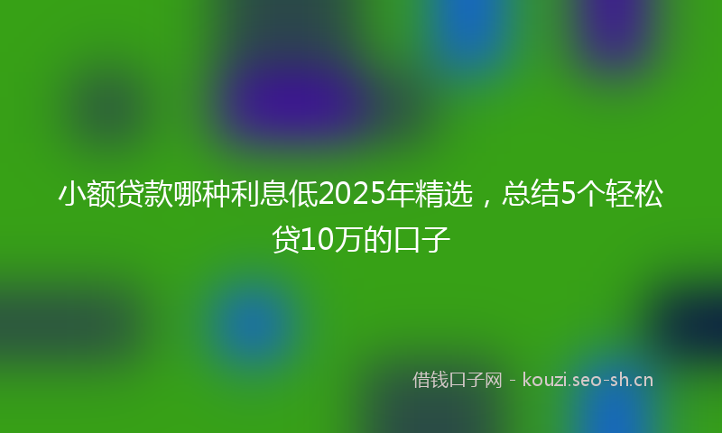 小额贷款哪种利息低2025年精选，总结5个轻松贷10万的口子
