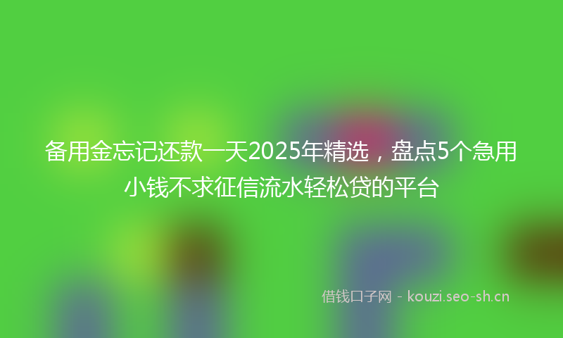 备用金忘记还款一天2025年精选，盘点5个急用小钱不求征信流水轻松贷的平台