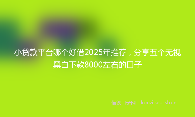 小贷款平台哪个好借2025年推荐，分享五个无视黑白下款8000左右的口子