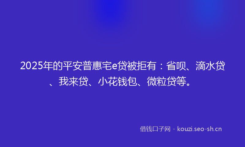 2025年的平安普惠宅e贷被拒有：省呗、滴水贷、我来贷、小花钱包、微粒贷等。