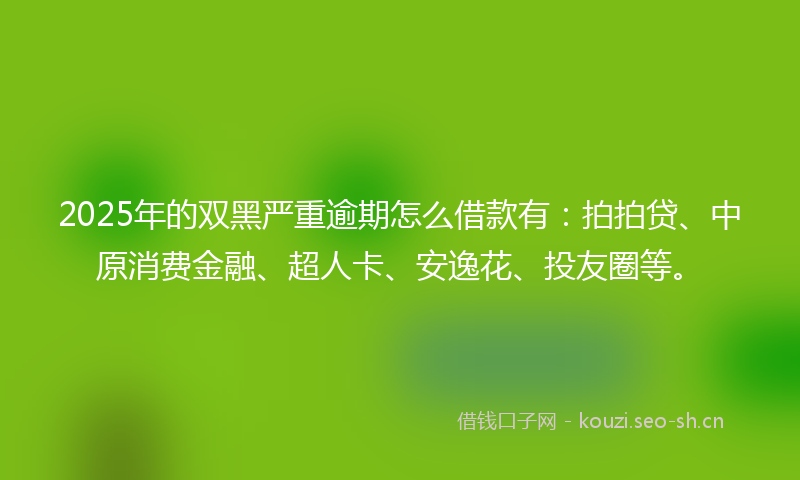 2025年的双黑严重逾期怎么借款有:拍拍贷、中原消费金融、超人卡、安逸花、投友圈等。