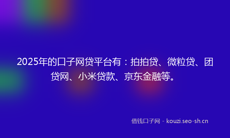 2025年的口子网贷平台有：拍拍贷、微粒贷、团贷网、小米贷款、京东金融等。