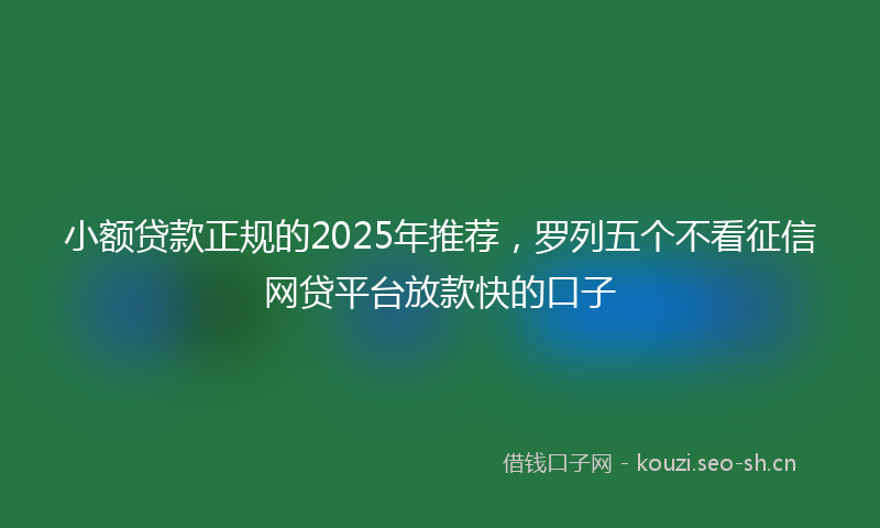 小额贷款正规的2025年推荐，罗列五个不看征信网贷平台放款快的口子