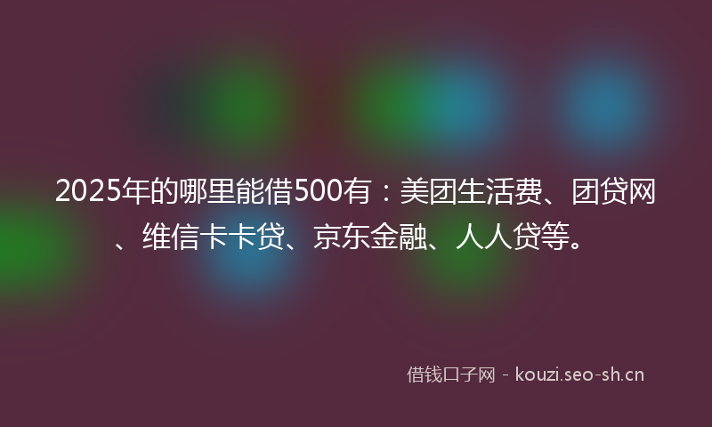 2025年的哪里能借500有：美团生活费、团贷网、维信卡卡贷、京东金融、人人贷等。