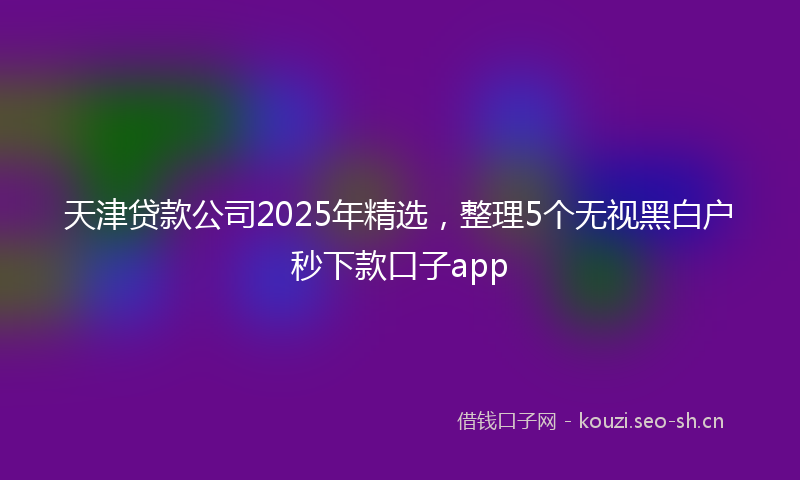 天津贷款公司2025年精选，整理5个无视黑白户秒下款口子app