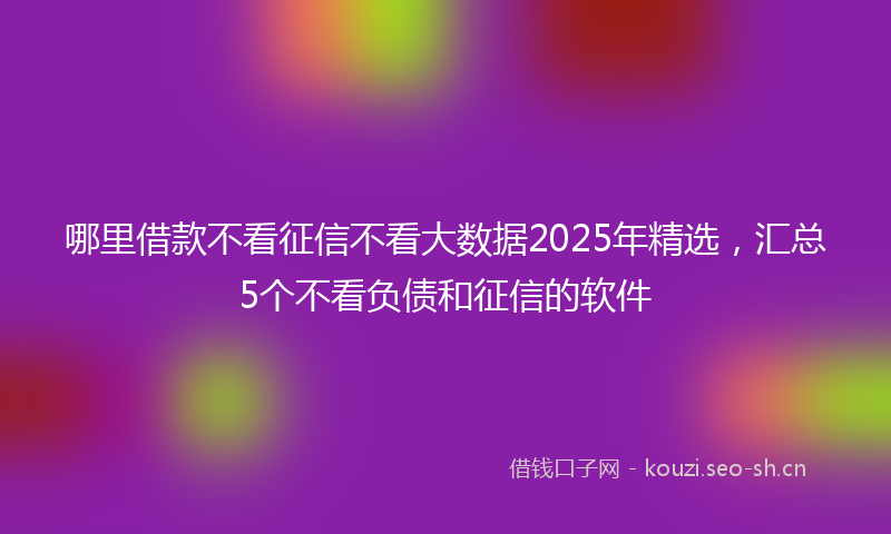 哪里借款不看征信不看大数据2025年精选，汇总5个不看负债和征信的软件