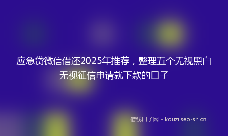应急贷微信借还2025年推荐，整理五个无视黑白无视征信申请就下款的口子