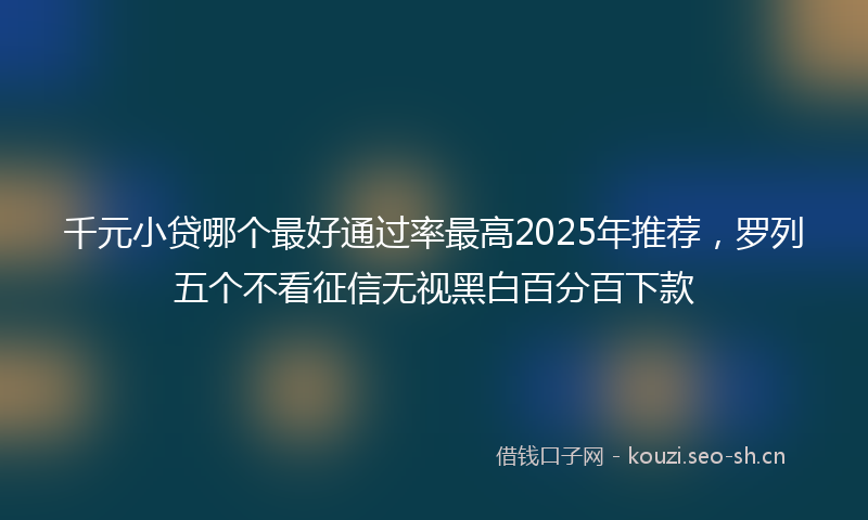 千元小贷哪个最好通过率最高2025年推荐，罗列五个不看征信无视黑白百分百下款