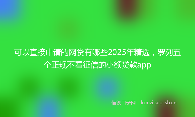 可以直接申请的网贷有哪些2025年精选，罗列五个正规不看征信的小额贷款app