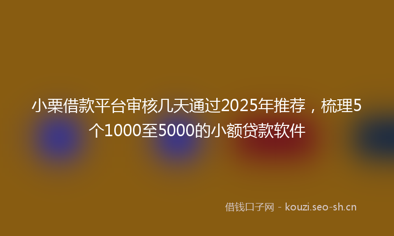 小栗借款平台审核几天通过2025年推荐，梳理5个1000至5000的小额贷款软件