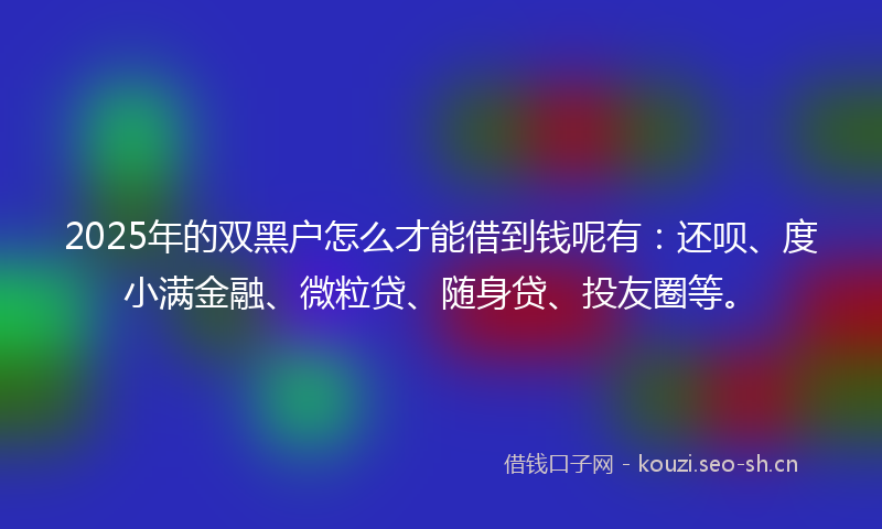 2025年的双黑户怎么才能借到钱呢有：还呗、度小满金融、微粒贷、随身贷、投友圈等。