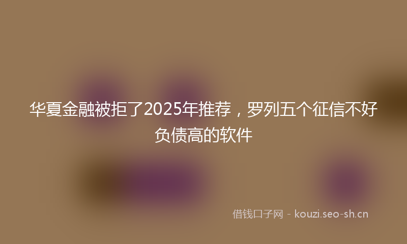 华夏金融被拒了2025年推荐，罗列五个征信不好负债高的软件
