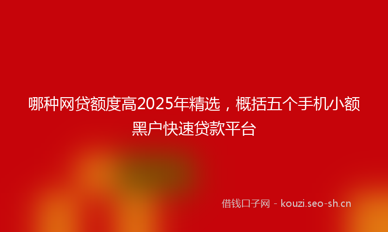 哪种网贷额度高2025年精选,概括五个手机小额黑户快速贷款平台